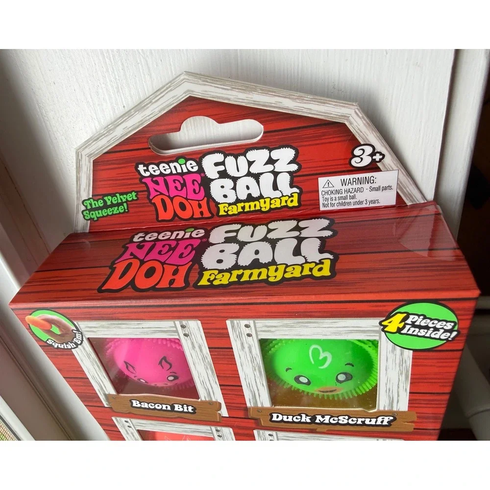 Schylling NeeDoh Teenie Fuzzball Farmyard 4 Pack Tractor Supply 100% Authentic
